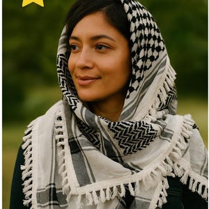 100% Original classic Black and white Palestinian Kuffiyeh - Soft Beautiful Quality Kuffiyeh Help Palestinian Kuffiyeh