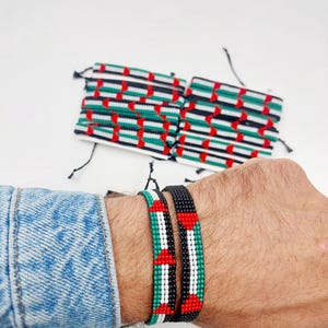 Palestine Bracelet, Beaded Palestine Bracelet, Adjustable Palestine Bracelet, Palestine Colors Bracelet