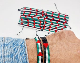 Beaded Palestine Flag Bracelet, Adjustable String