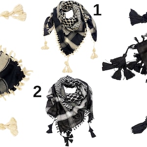 Keffiyeh Palestinian Scarf Style,Traditional Shemagh with Tassels Limited Edition, Cotton Arafat Even Arab Style Men's and Women's Headscarf