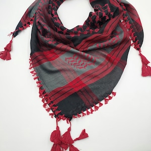 Keffiyeh Palestinian Scarf Style,Traditional Shemagh with Tassels Limited Edition, Cotton Arafat Even Arab Style Men&#39;s and Women&#39;s Headscarf