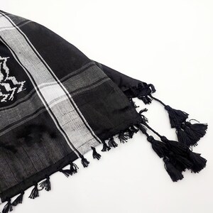 Tasseled Palestinian Keffiyeh, Palestinian scarf, Palestinian kufiya, Palestine keffiyeh, Tassel Keffiyeh, men women shemagh zdjęcie 2