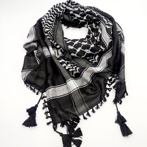 Tasseled Palestinian Keffiyeh, Palestinian scarf, Palestinian kufiya, Palestine keffiyeh, Tassel Keffiyeh, men women shemagh zdjęcie 1