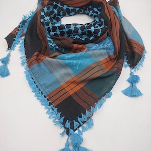 Keffiyeh Palestinian Scarf Style,Traditional Shemagh with Tassels Limited Edition, Cotton Arafat Even Arab Style Men's and Women's Headscarf