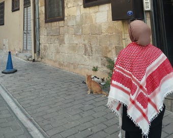 Lenço Keffiyeh palestino tradicional, xale tecido com franjas