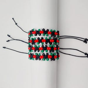 Handmade Adjustable Palestine Bracelet, Palestine Flag Bracelet, Friendship Bracelet, Beaded Palestine Braided Adjustable Bracelet