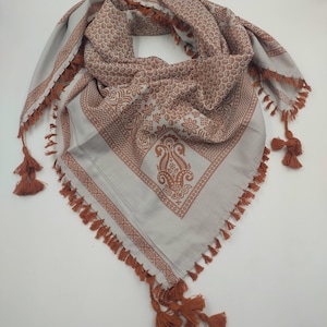 Keffiyeh Palestinian Scarf Style,Traditional Shemagh with Tassels Limited Edition, Cotton Arafat Even Arab Style Men's and Women's Headscarf