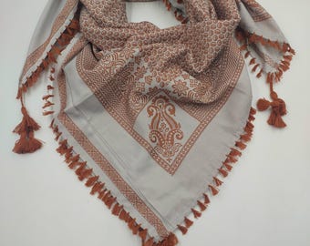 Keffiyeh Palestinian Scarf Style,Traditional Shemagh with Tassels Limited Edition, Cotton Arafat Even Arab Style Men&#39;s and Women&#39;s Headscarf