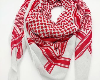 Palestinian Keffiyeh, Palestinian scarf, Palestinian kufiya, Palestinian keffiyeh, Kefiye Without Tassels,male female shemagh,Red keffiyeh