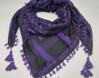 Keffiyeh Palestinian Scarf Style,Traditional Shemagh with Tassels Limited Edition, Cotton Arafat Even Arab Style Men&#39;s and Women&#39;s Headscarf
