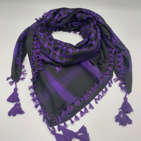 Keffiyeh Palestinian Scarf Style,Traditional Shemagh with Tassels Limited Edition, Cotton Arafat Even Arab Style Men's and Women's Headscarf