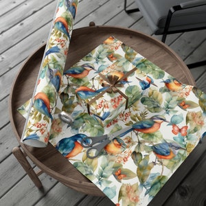 Bird Lovers Gorgeous Wrapping Paper, Beautiful Floral Bird Gift Wrap, Spring Cottagecore Wrapping, Mothers Day Gift Wrap, Bird Watcher  Gift
