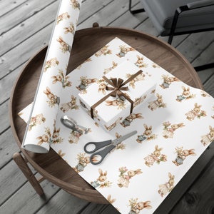 Easter Bunny Wrapping Paper, Adorable Spring Bunny Wrapping Paper, Rabbit themed Baby Shower Gift Wrap, Cottagecore Scrapbook Paper