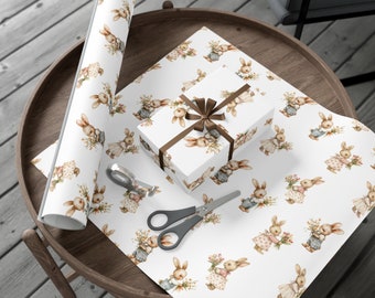 Easter Bunny Wrapping Paper, Adorable Spring Rabbit Gift Wrap