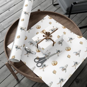 Entzückendes Astronaut Weltraumraketen Themen Geburtstagsgeschenkpapier, Kinder Weltraum Themen Geburtstagsgeschenkpapier, Baby Geburtstag Geschenkpapier
