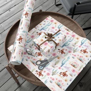 Western Kaktus Geschenkpapier, Floral CowBoy Geschenkpapier, Cow Girl Weihnachtsgeschenkpapier, Kaktus Geburtstag Verpackung, Cowboy Geschenkpapier