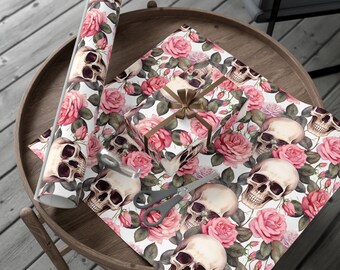 Gothic Skull & Roses Gift Wrapping Paper, Witchy Mom Gift Wrap