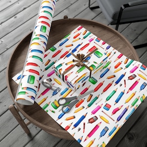 Terug naar school cadeauverpakking, einde schooljaar cadeau, leraar waardering inpakpapier, terug naar school scrapbook papier, cadeau voor leraar