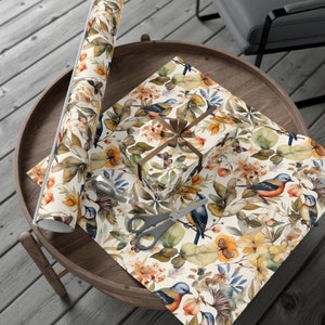 Bird Lovers Gorgeous Wrapping Paper, Beautiful Floral Bird Gift Wrap, Spring Cottagecore Wrapping, Mothers Day Gift Wrap