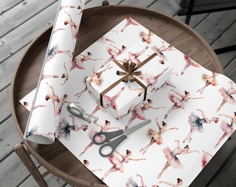 Papel de regalo con bailarina de acuarela, papel de regalo de cumpleaños