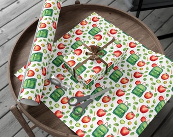 Apple & Backpack Teacher Gift Wrap, School Gift Wrapping Paper