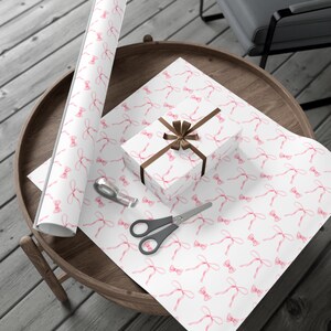 Coquette Pink Ribbon Wrapping Paper, Baby Girl Baby Shower Gift Wrap, Pretty Gift Wrap, Girly Gift Wrapping Paper, Preppy Gift Wrap for Her
