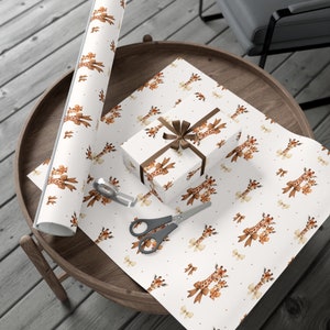 Giraffe Wrapping Paper, Animal Themed Gift Wrap, Nursery Wrapping Paper, Baby Shower Gift,  Safari Lovers Birthday Gift Wrap