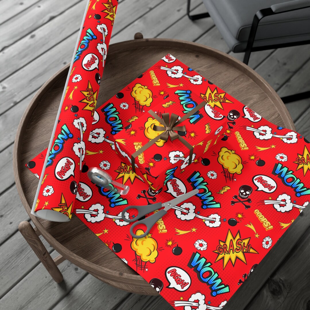 Pop Wrapping Comic Book Pop Art Wrapping Paper, Birthday Gift Wrap - Etsy