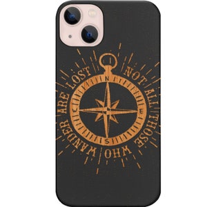 Retro Compass Engraved Phone Casefor iPhone Models and Samsung Phones Case  Engraved Retro Head Protective Wooden Case (Retro Compass)