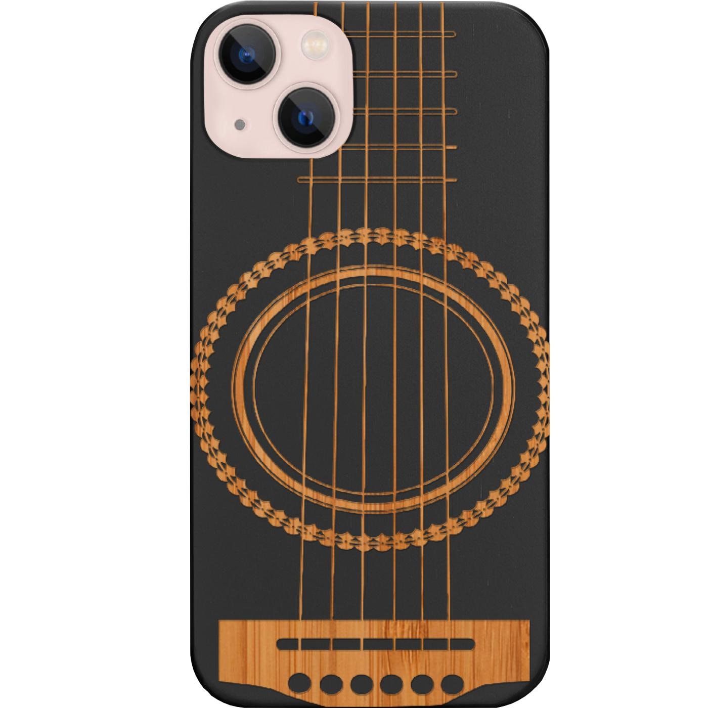 Guitar Engraved Phone Case Engraved Phone Case for iPhone Models and Samsung Phones Case Protective Wooden Phone Cover (Guitar 3)