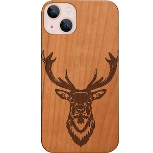 Deer 2  Engraved Phone Case for iPhone Models and Samsung Phones | Deer Engraved Protective Wooden Phone Cover (Deer 2)