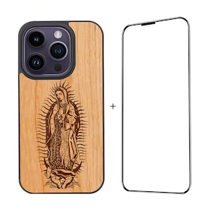 OTTOPRO Premium Cherry Wood Case - Guadalupe - Magsafe Wood Phone Cases for iPHONE MODELS with FREE Tempered Glass