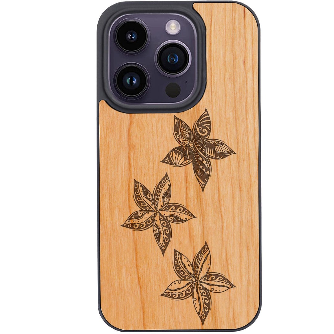 OTTOPRO Premium Cherry Wood Case Plumeria Engraved Magsafe Wood