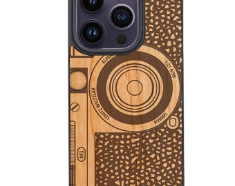 OTTOPRO Premium Cherry Wood Case - Camera - Engraved - Magsafe Wood Phone Cases for iPHONE Models with FREE Tempered Glass