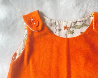Orange Corduroy Overall Dress | Toddler Dress | Spring summer dress | Birthday Gift | Baby shower gift | Girl Overall Dress | cotton