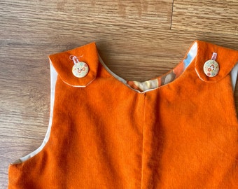 Corduroy overalls | gender neutral kids clothing | toddler overalls | fall or summer themed | neutral toned kids clothing | orange overall