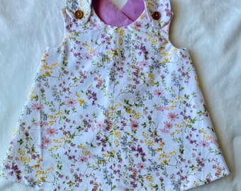 Floral Wrap Dress | baby girl overall dress | baby shower gift | garden party dress | kids wrap dress | all cotton baby dress