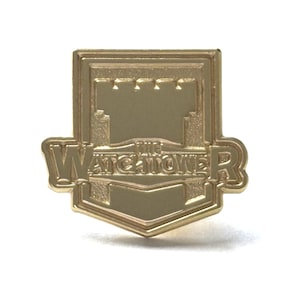 Watchtower Label Pin in Polished Brass