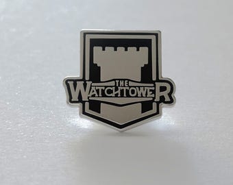 Handcrafted Solid Brass: Watchtower Lapel Pin Polished Silver