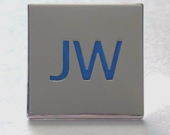 Handcrafted: JW Lapel Pin Solid Brass Polished Silver Finish