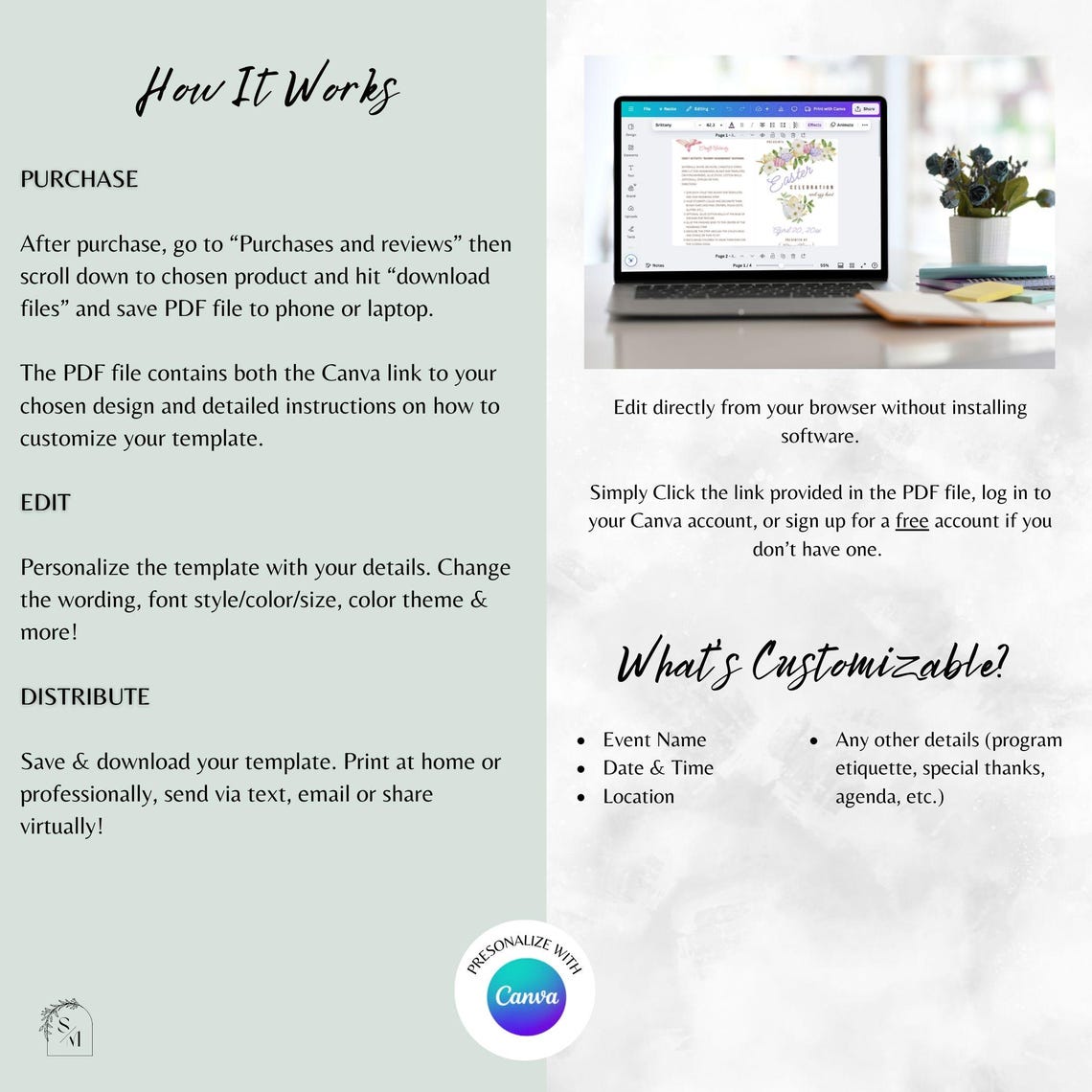 Easter Program Fly Editable Easter Program & Flyer Template | Spring Egg Hunt Floral ...