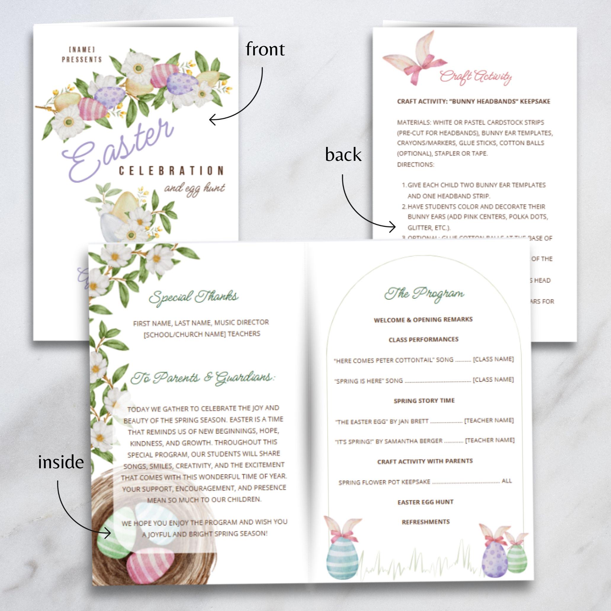 Easter Program Fly Editable Easter Program & Flyer Template | Spring Egg Hunt Floral ...