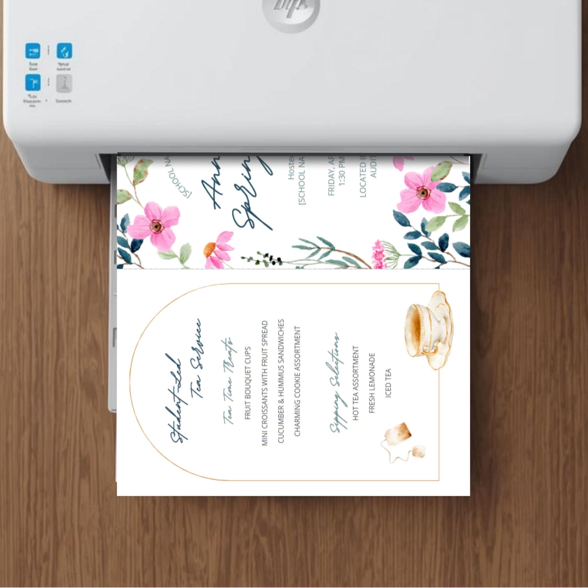 Editable Tea Party Program & Flyer Template | Pink Floral Design for ...