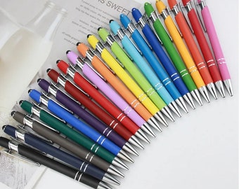 12Pcs Ballpoint Pen with Stylus Tip, Soft Touch Click Metal Pen, Stylus Pen for school