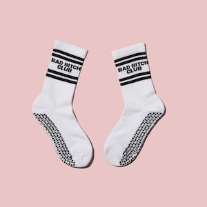Bad Bitch Club Pilates Grip Socks, Compression Socks, Novelty Socks, Rude Socks, Comfortable Socks, Funny Socks