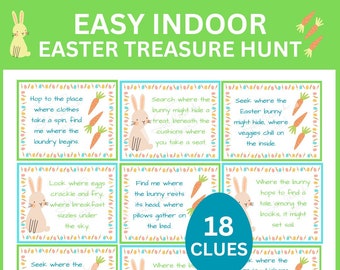 Indoor Kids Easter Scavenger Hunt Clues - Treasure Hunt Clues  - Easter Party Games - Tween Easter Activity - Egg Hunt