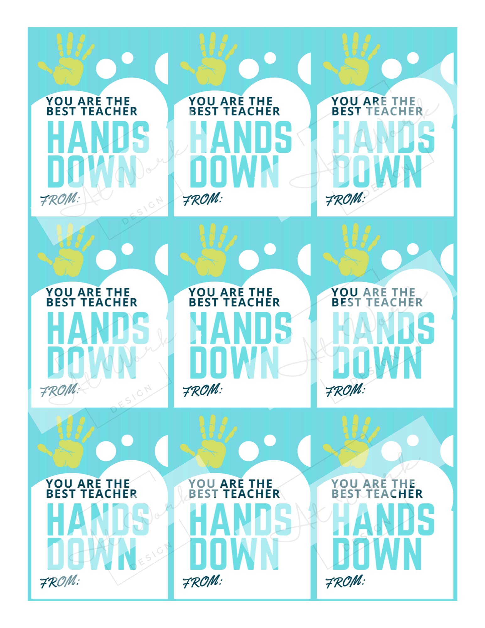 Hands Down Best Teacher Gift Tags, Teacher Thank You Gift Tag, Thank ...