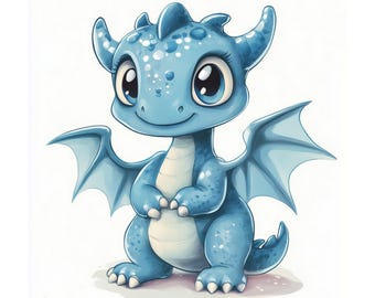 Väggkonst för barnrum med babydrake, söt draketryck, fantasidjursbarnrumsinredning, utskrivbar, digital nedladdning