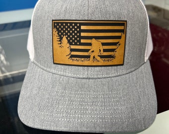 Sasquatch with Flag Hat Patch on SnapBack cap.