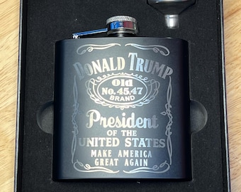 Laser Engraved Trump Flask: 6 oz Gift